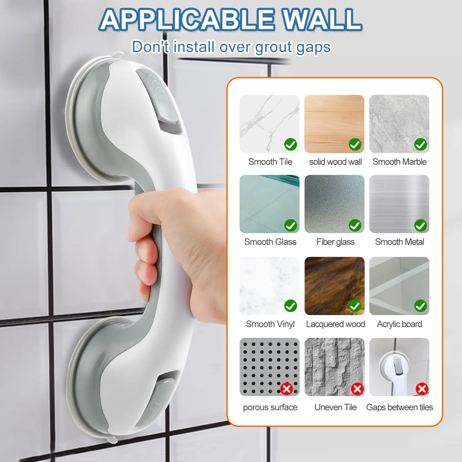 Plastic Suction Cup Shower Grab Bar