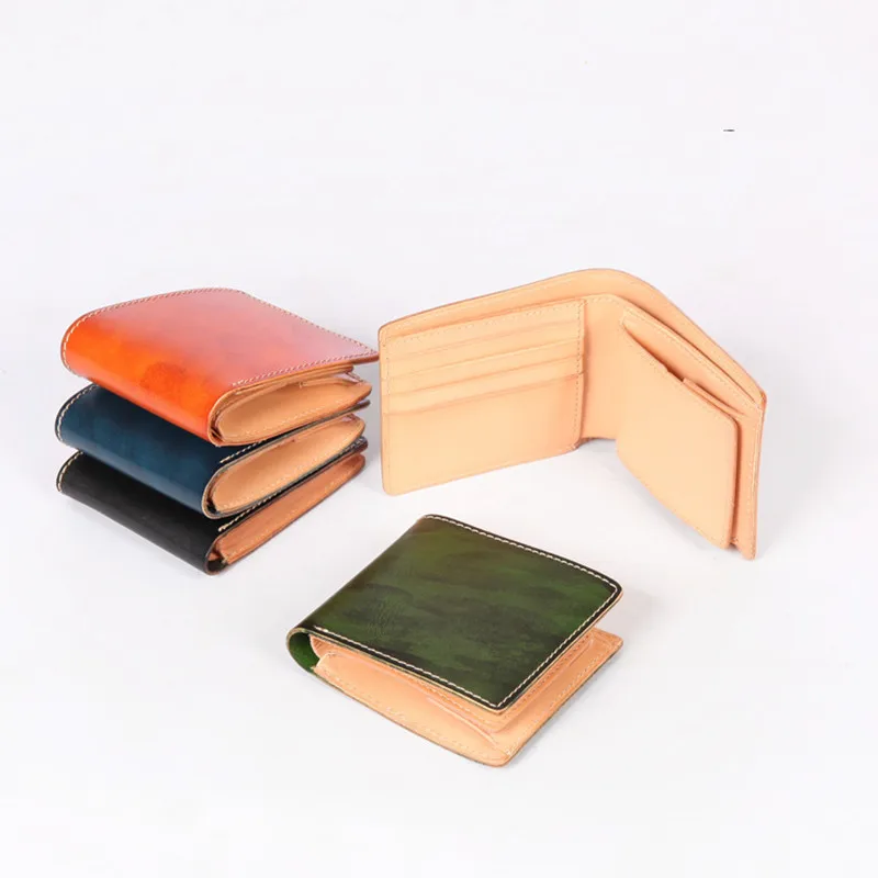 Genuine Leather Women Short Wallet Card Holder Handmade Purse