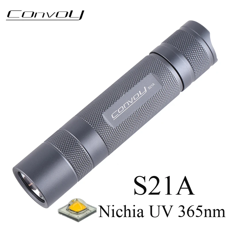 Ультрафиолетовый фонарик Convoy S21A Nichia UV 21700 нм, светодиодный фонарик S2 Plus, версия, Ультрафиолетовый фонарь