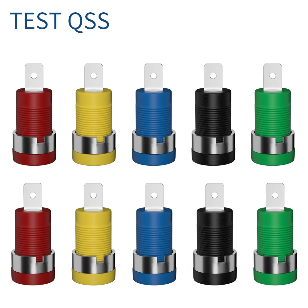 QSS 10PCS 4MM Banana Socket Binding Post Nut Banana Plug Jack Electrical Connector Terminal Test Hole DIY Parts Q.40017