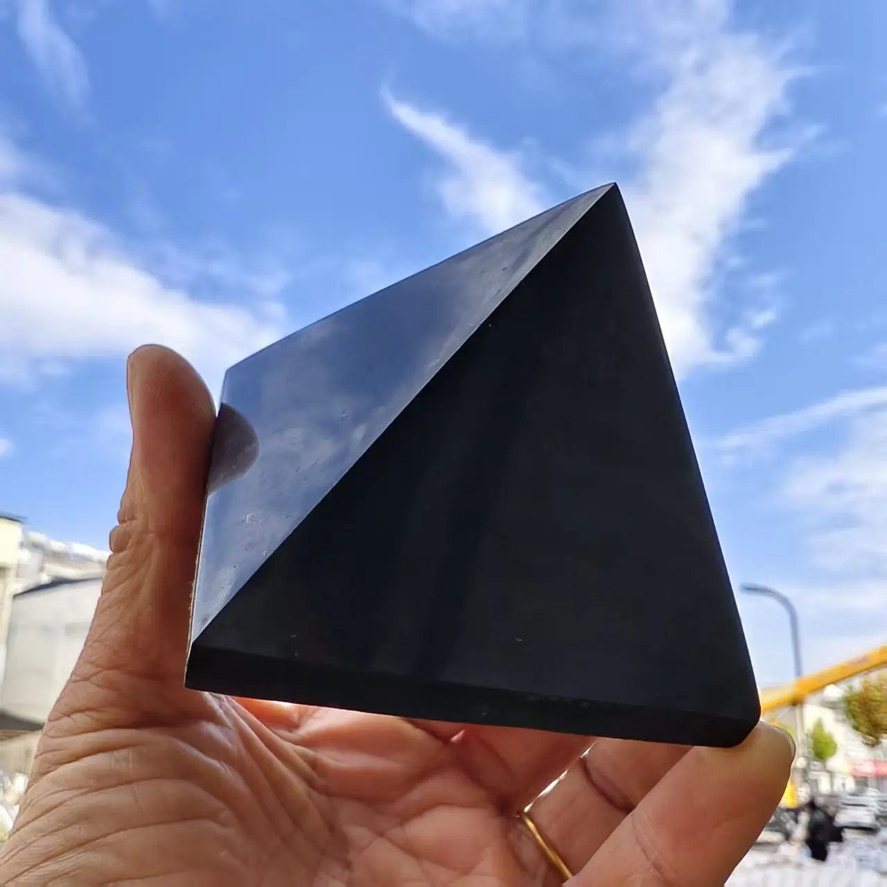 Natural Black Tourmaline Pyramid, Quartz Crystal Black Tourmaline Raw Stone, With Ore traces Pyramid, Mineral Healing