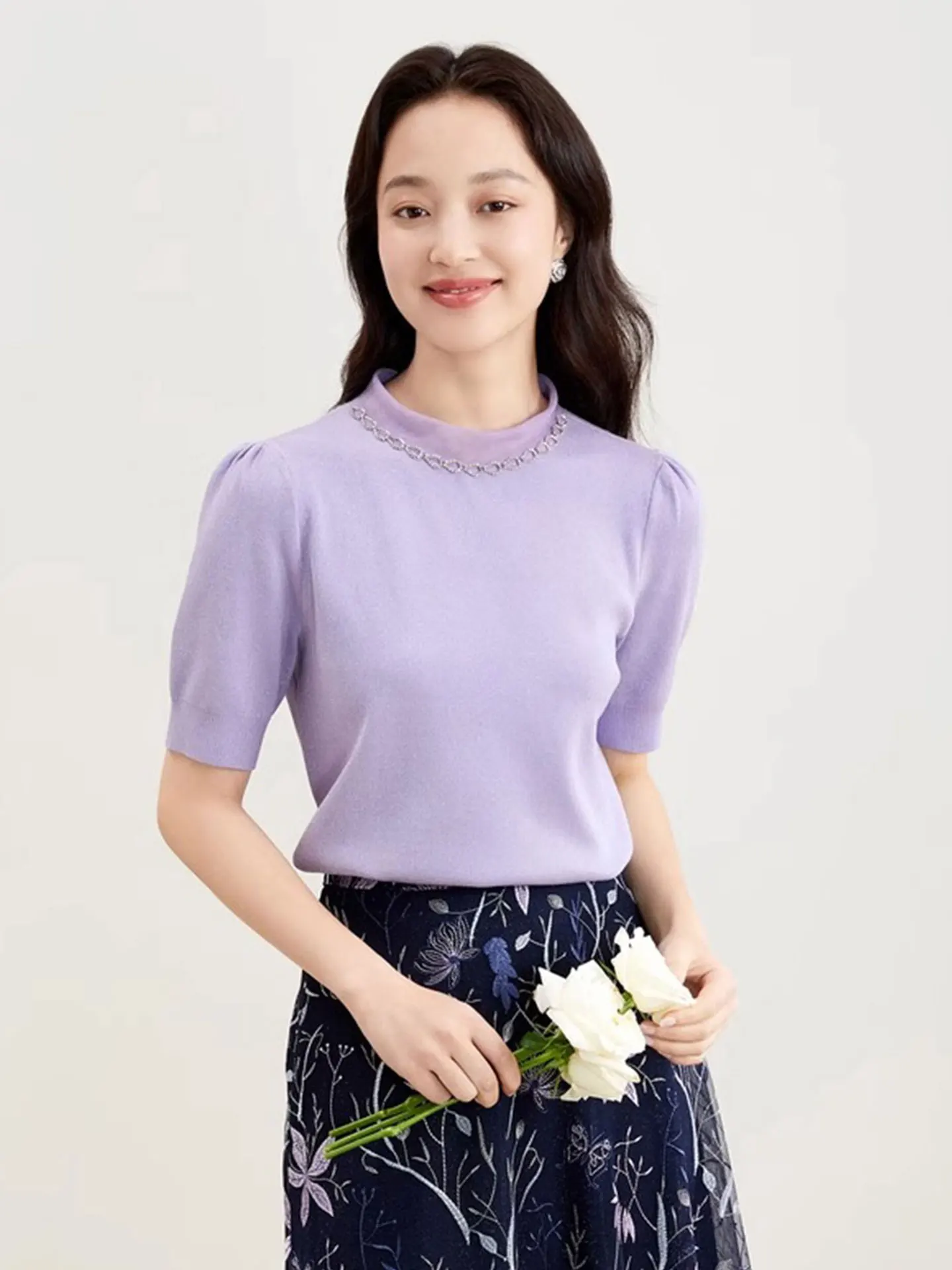 

ort Sve Knitted Top with Diamond Design Heavyweight Loose Fit Overhead Summer Faion Korean Sle Straight Cut