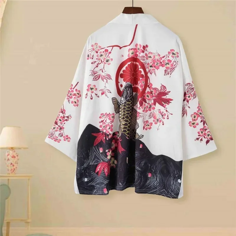 2023 New Summer Style Creative Kimono Cape 3D Printed Men's and Women's Casual Coat Feather Woven Shirt