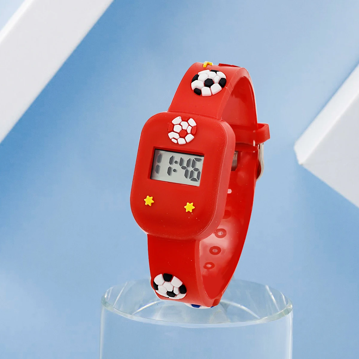 Children\'s Sports Watch Simple and Personalized Cartoon Football Electronic Watch Bracelet Student Smart Watch Festival Gift