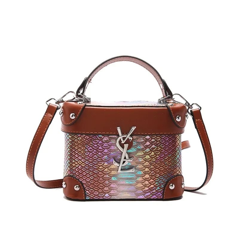 

2025 Artisan Box Crossbody, Convertible Python-Embossed Tote - Diamond Quilting & Detachable Lock Chain