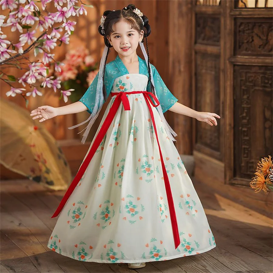 Trajes de baile Hanfu de hadas de la dinastía Tang, vestido tradicional chino para niñas, traje de princesa Tang, Cosplay de noche de fiesta Oriental para niños