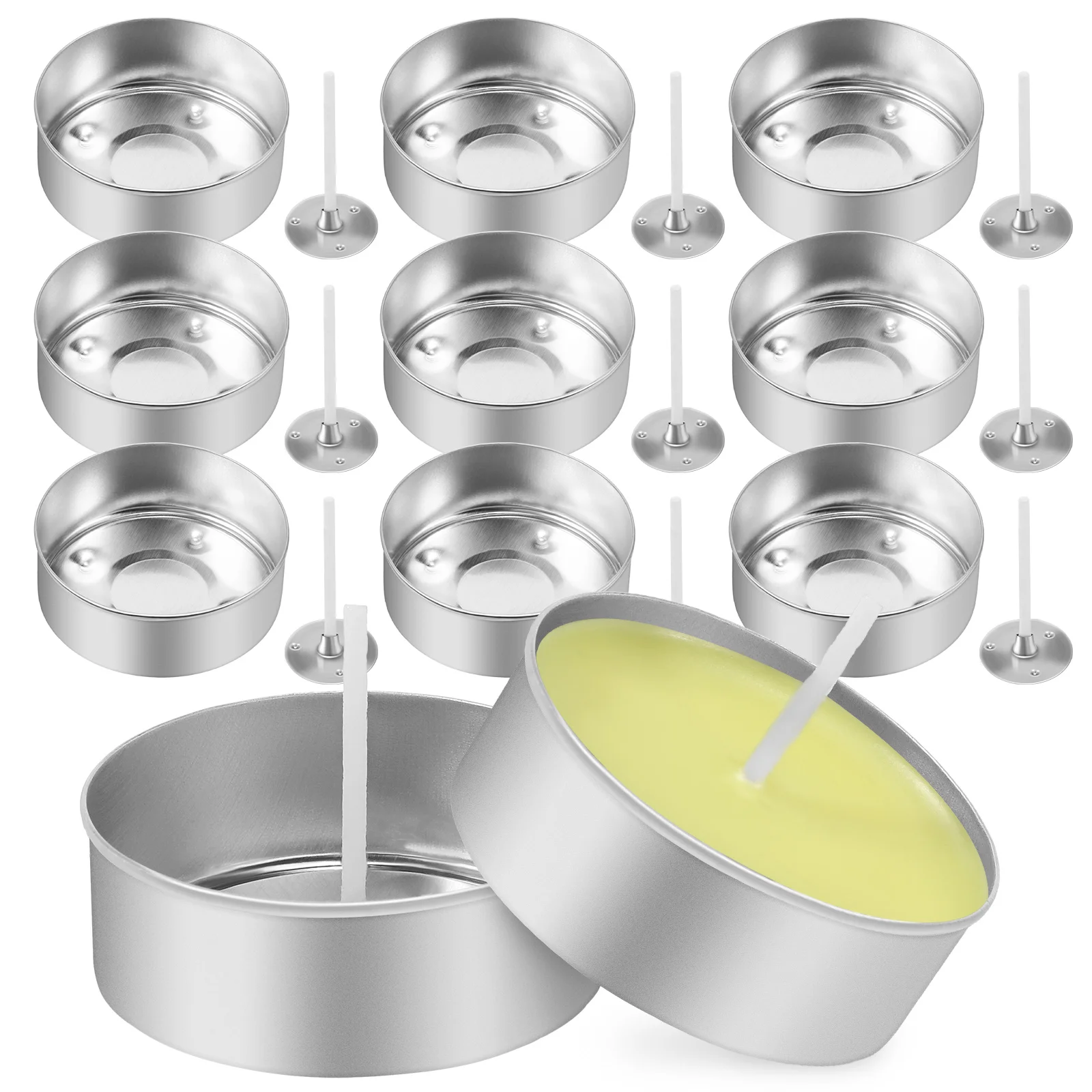 Aluminum Box + 25cm Wick Tealight Molds Tins Tray Making Supplies Wicks For