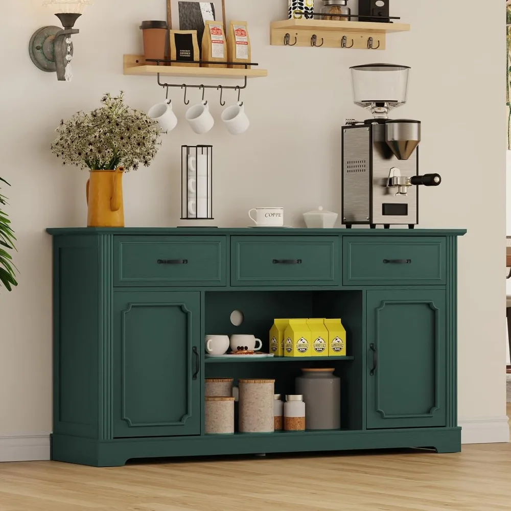 حامل تلفزيون مع 3 أدراج للتلفزيون حتى 65 بوصة، خزانة تلفزيون خشبية لمنتصف القرن مع أرفف قابلة للتعديل، ترفيه C #4