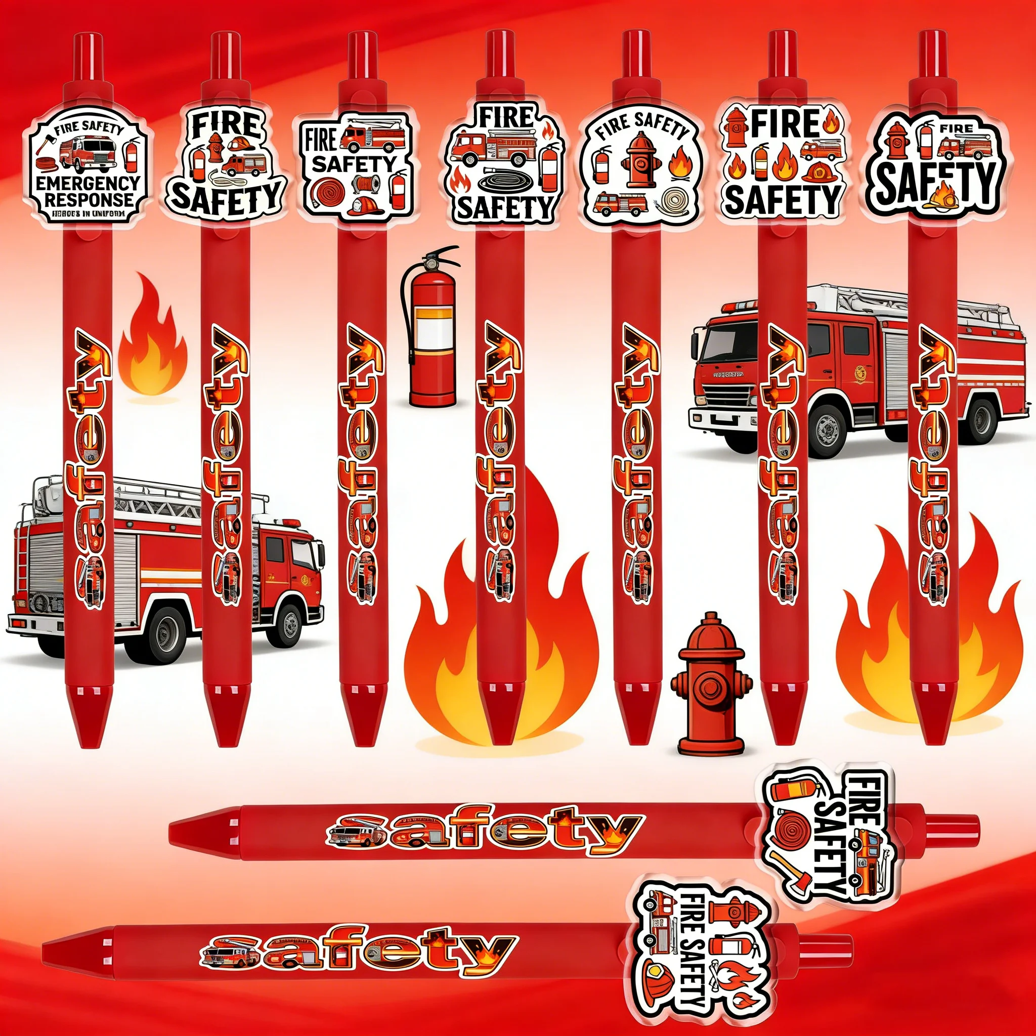 

9pcs/18pcs Personalized Fire Protection Pattern Neutral Pen Office and Learning High Beauty Ballpoint Pen