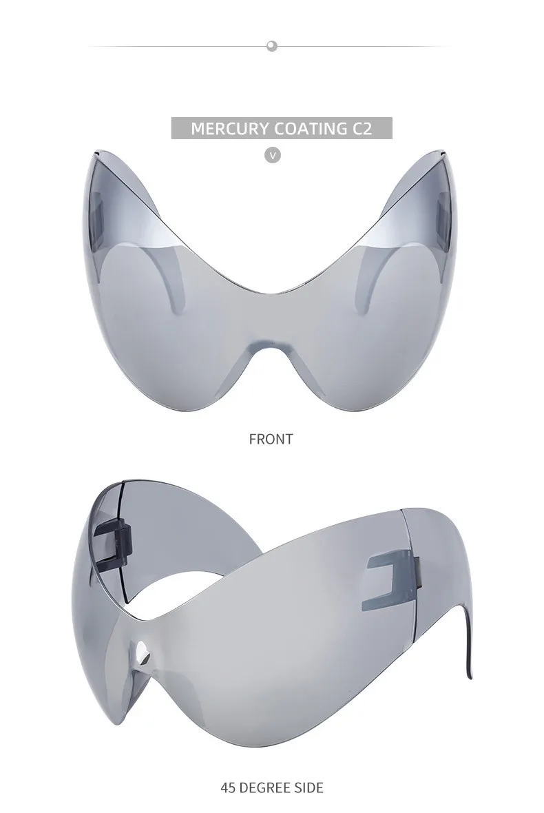 Übergroße Y2k Sport Sonnenbrille Frauen 2000er Wrap Around Schild Goggle Männer Luxus Marke Designer Trends Punk Sonnenbrille Oculos – Detail 18