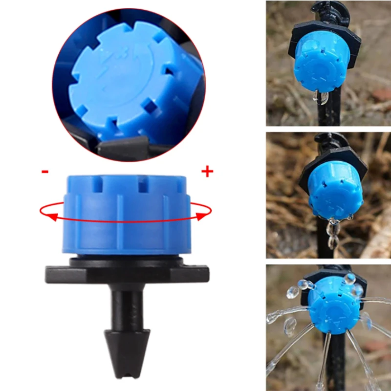 50Pcs Pressure Compensating Emitter Dripper Self-cleaning Drip Irrigation Water Regulator for 4/7mm Pipe Hose