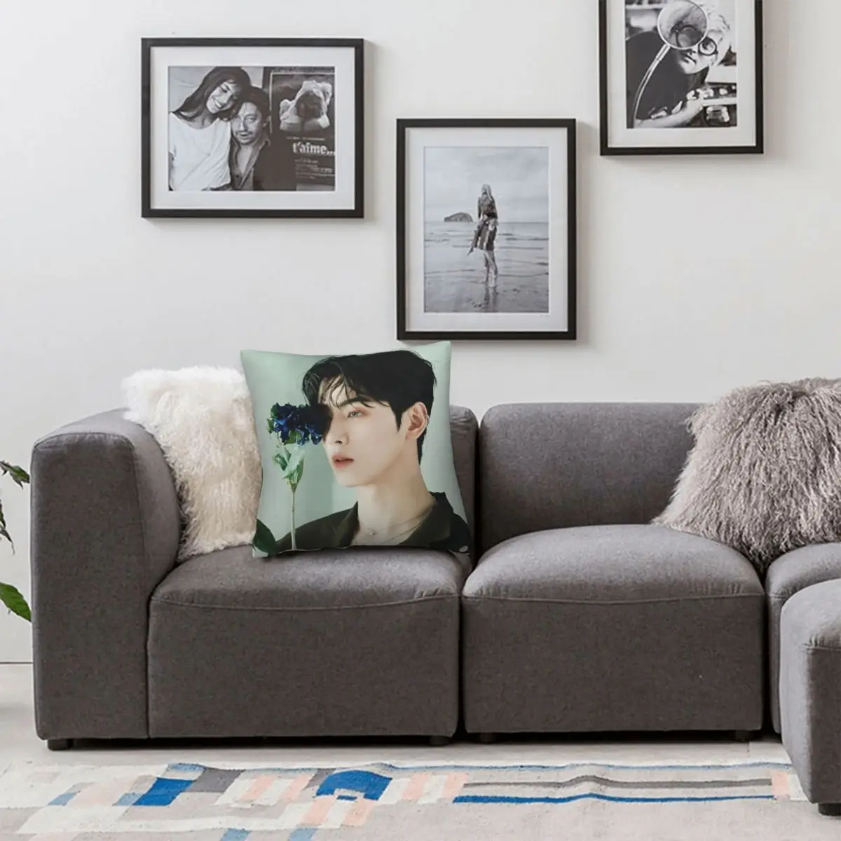 Cha Eun Woo Pillowcase Printing Polyester Cushion Cover Gift Kpop Astro Throw Pillow Case Cover Home Zippered 45X45cm