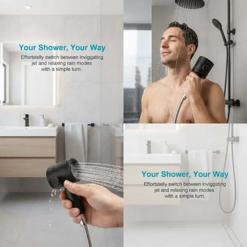 Upgraded Men's Shower Head, Universal Bathroom Heated Massager, Handheld Coarse Hole Design, Durable And Easy To Install