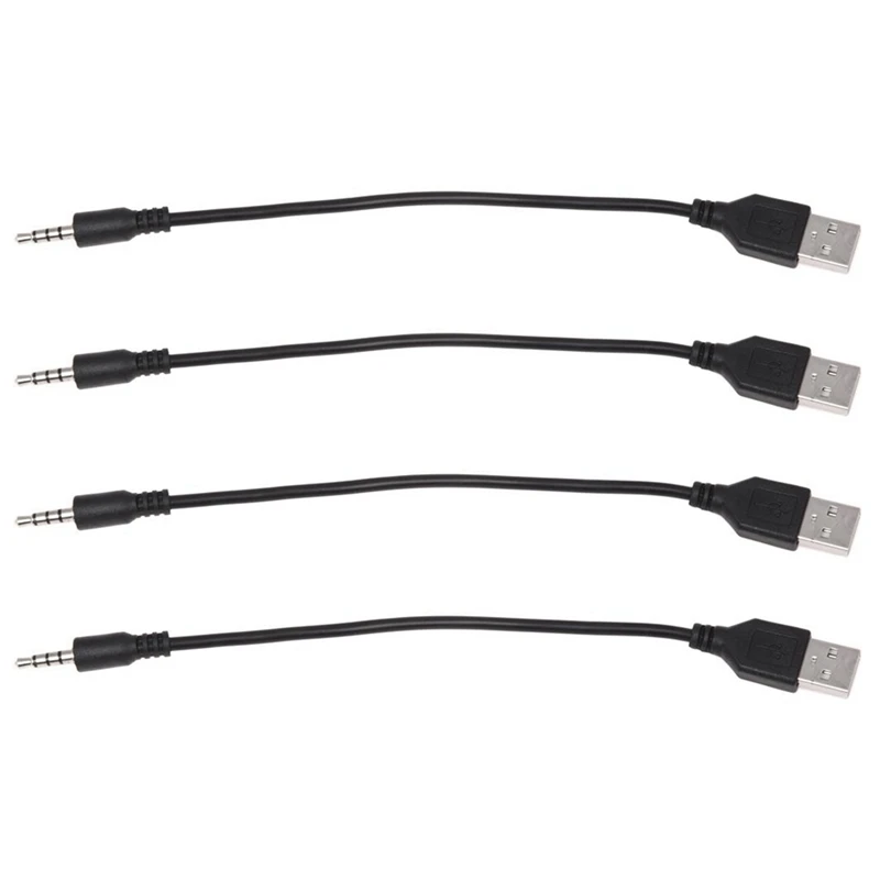 4Pcs 3.5Mm Plug AUX Audio Jack To USB 2.0 Male Charger Cable Adapter Cord For Car MP3