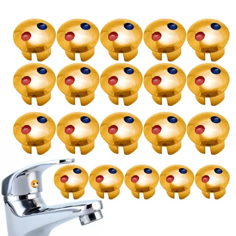 Faucet Handle Hot Cold Water Sign Accessories 20PCS Hot/Cold Water Label Index Buttons Kitchen Bathroom Mixer Tap Indicate