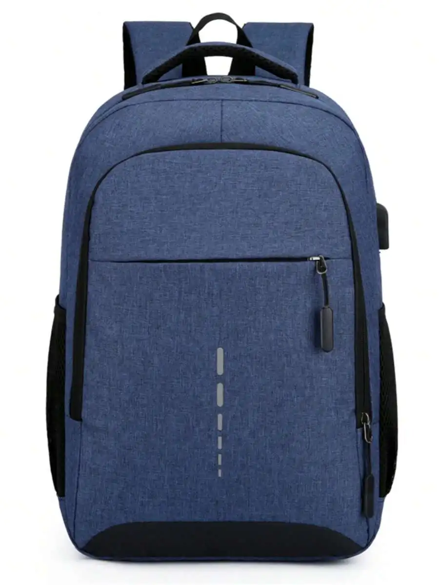Casual Reflective Strip Design USB Waterproof Fashion Men's Backpack Laptop Bag, Camping, Camping, Hiking Bag,Y2k