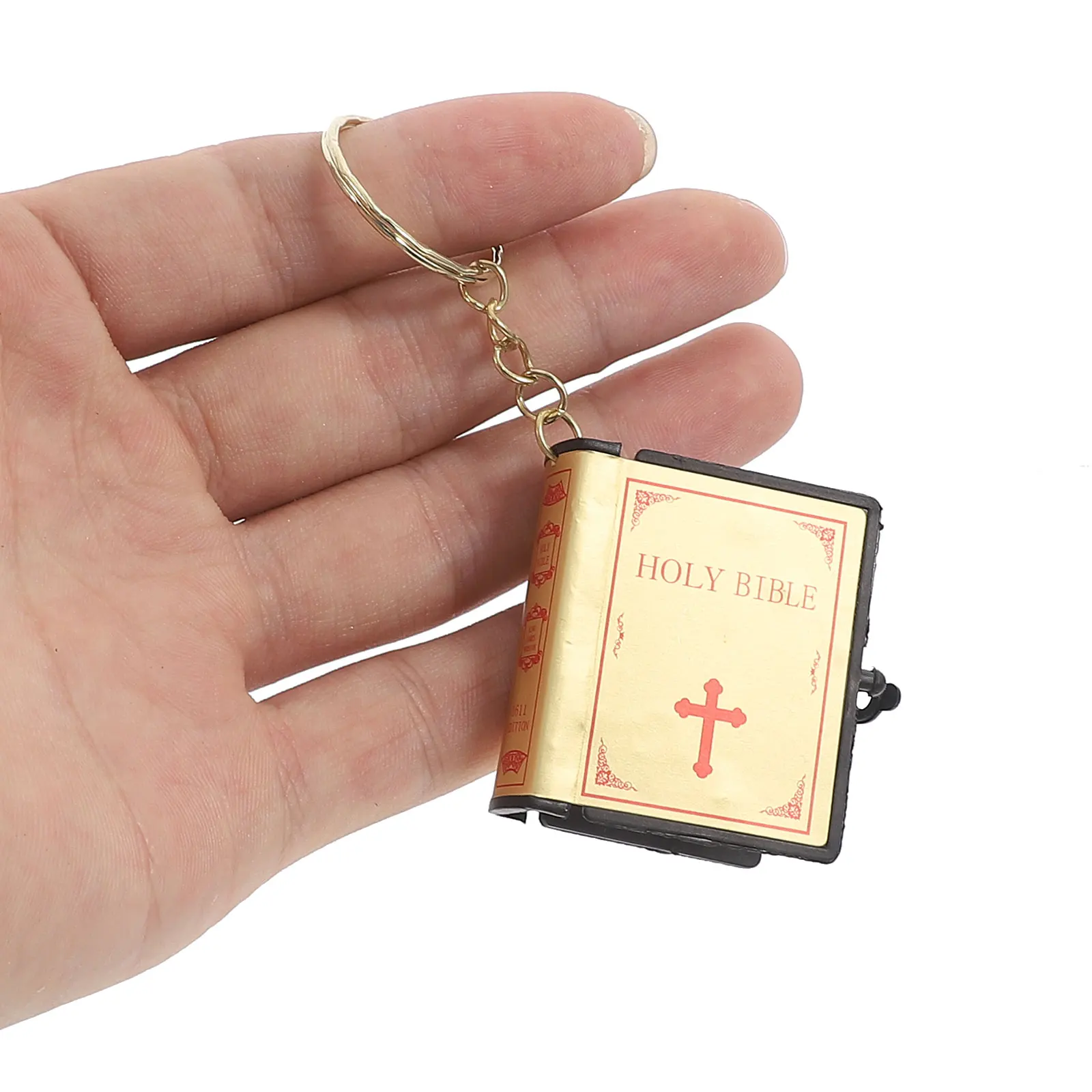 

2Pcs Miniature Bible Key Ring Keychains Religious Gifts Bag Pendant Backpack Hanging Decoration Bible Study Birthday Party
