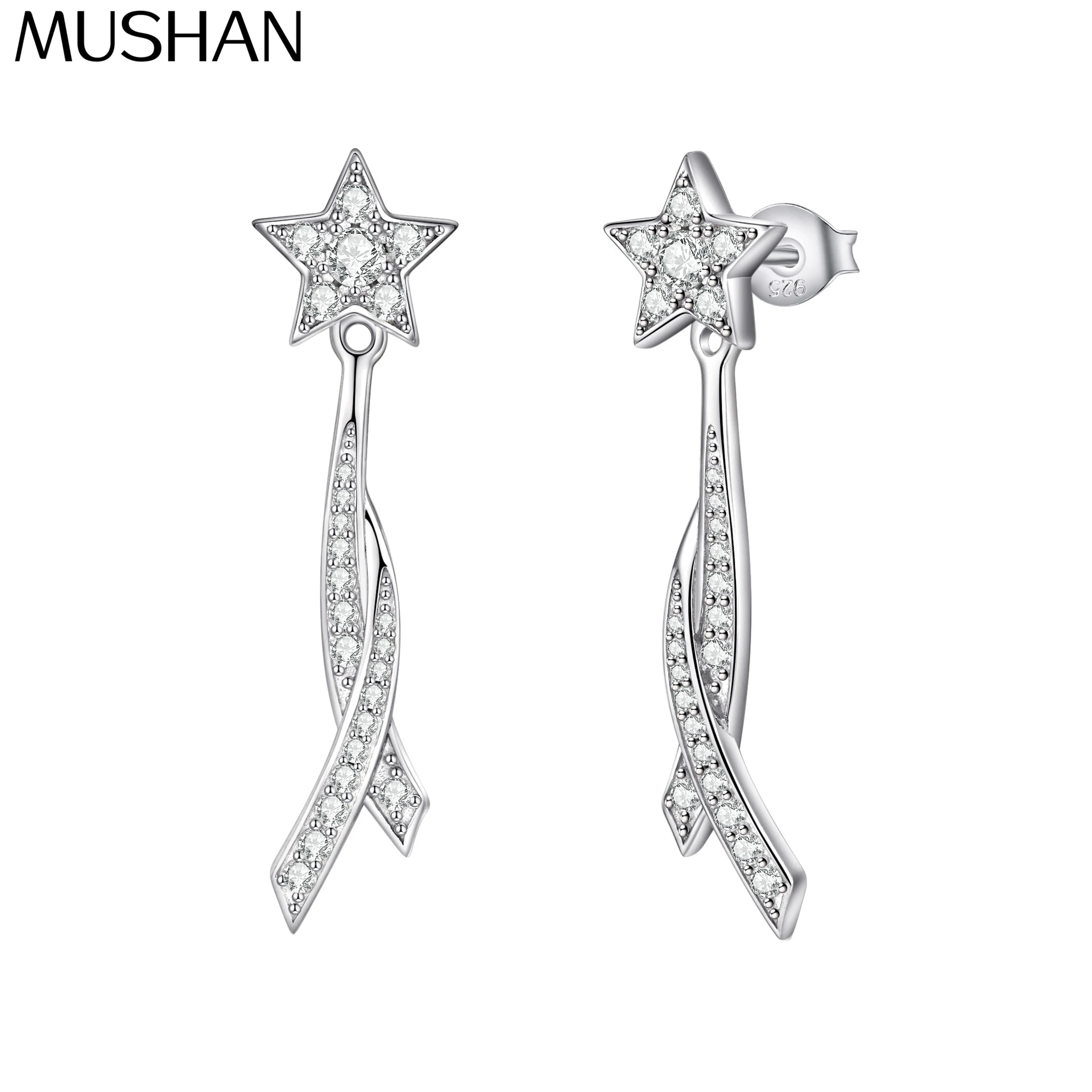 

MuShan Designer Jewelry 925 Sterling Silver Earrings Zircon 5A Leverback Fashion Women 18K Gold Plated Fine Jewelry Earring