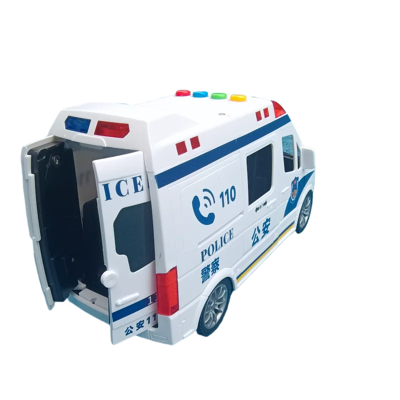 Five-door ambulance, public security car model, with sound and light music, inertial exercise, children's holiday birthday gift