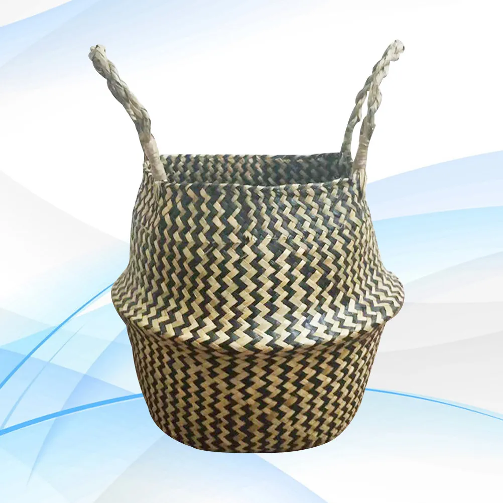 

Плетеная корзина ручной работы из ротанга для хранения морских водорослей, складной органайзер для белья, для дома, гостиной, детской комнаты, ванной, балкона, декор