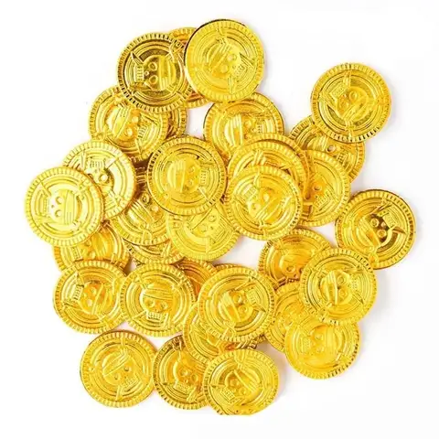 Plastic Pirate Gold Coins Gold Sliver Game Coin Fake Gold Treasure Kid Favor Party Decoration Halloween Gold Coin Party Supplies