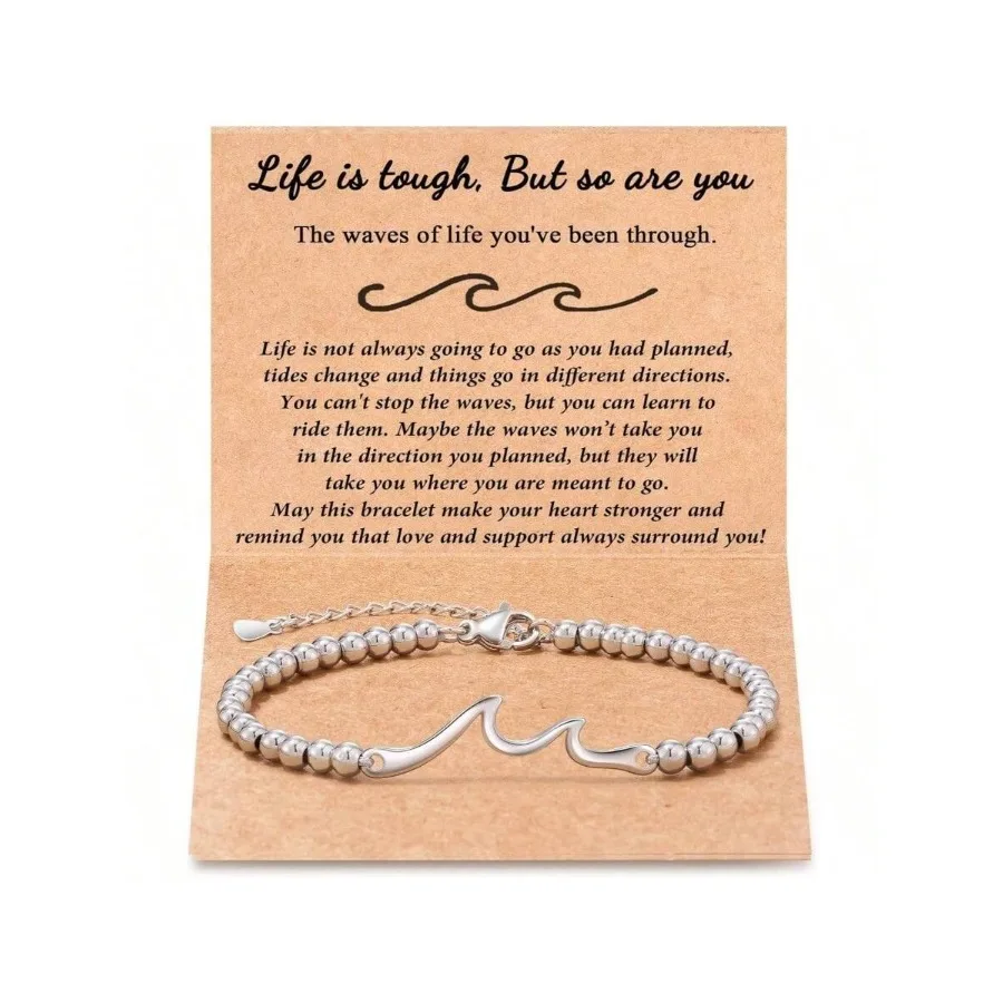 

Inspirational Gifts Women Men, Through Waves Of Life, Life Is But So Are You, Encouragement Bracelet Thoughtful Gifts Friend Si