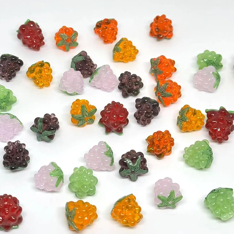 5pcs Strawberry Glass Beads About 12mm Transparent Glass Spacer Beads for Jewelry Making DIY Bracelets Pendant Earrings Handmade