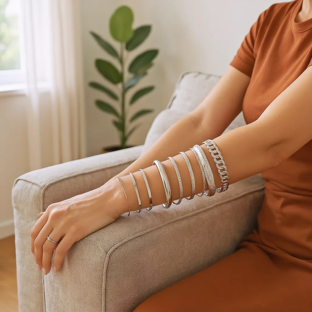 10pcs Elegant Retro Women's Overlapping Bracelets Set, Daily Wear