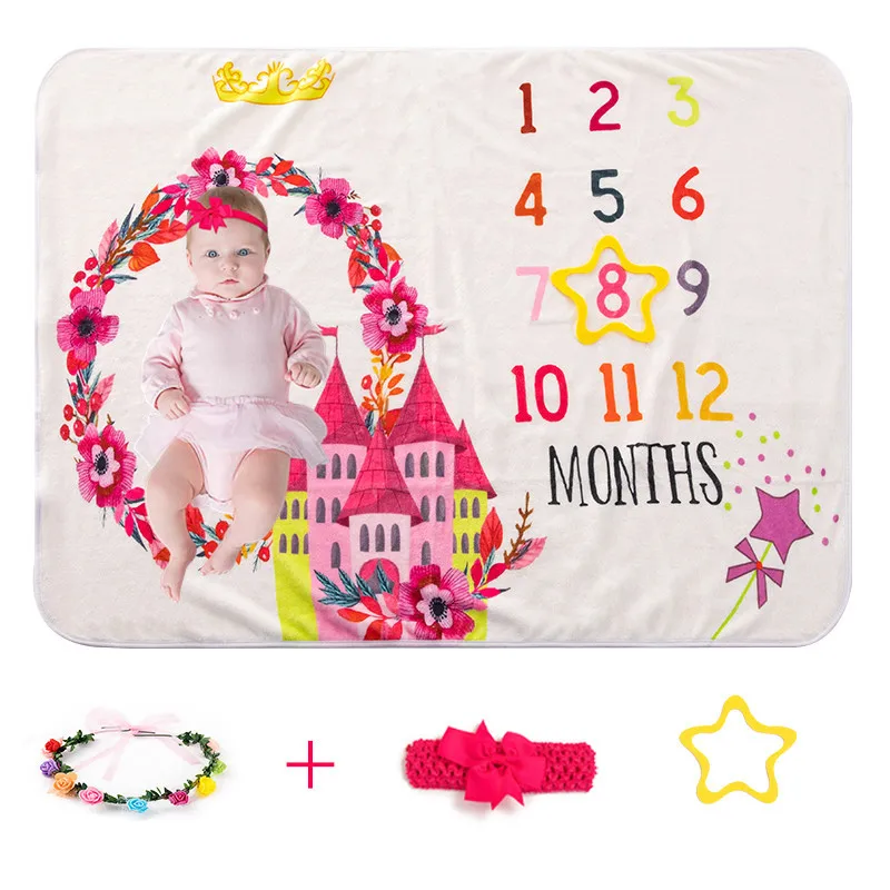 Newborn Photography Background Milestone Blanket Baby Week Month White Photoshoot Flannel Blankets for New Born Souvenir