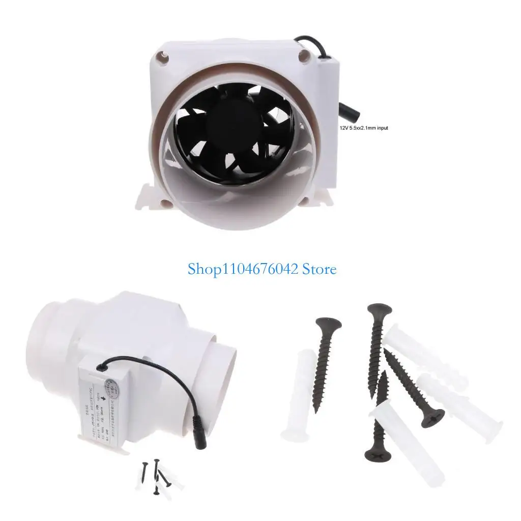 

5asd 12V 13W 5.5x2.1mm 4inch Inlines Duct Fan Exhaust Ventilation Fan for Small Space