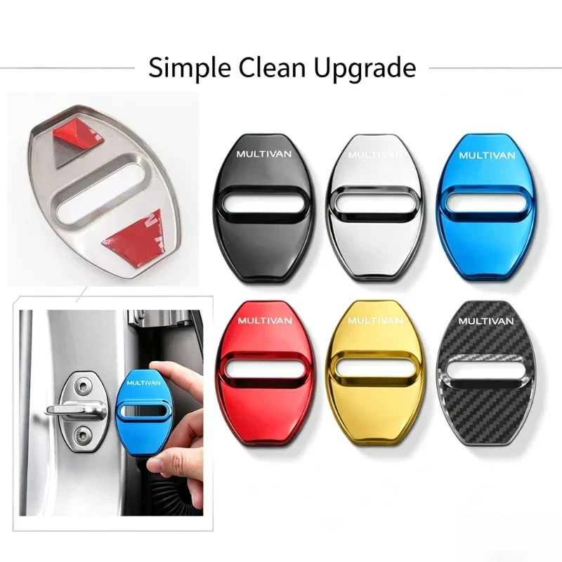 Stainless Steel Anti-rust 4Pcs Car Door Lock Protection Covers for Volkswagen Multivan Logo Jetta RLine Polo Golf Passat Tiguan