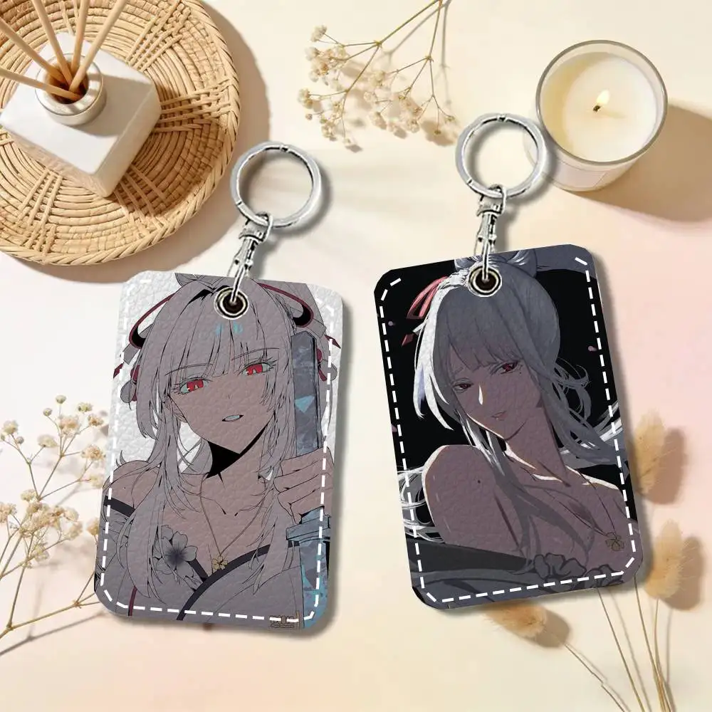 Hiyuki Anime W-wuthering Waves Card Case Keychain Access Card Bag Key Tag Ring Leather Card Holder Key Ring Access