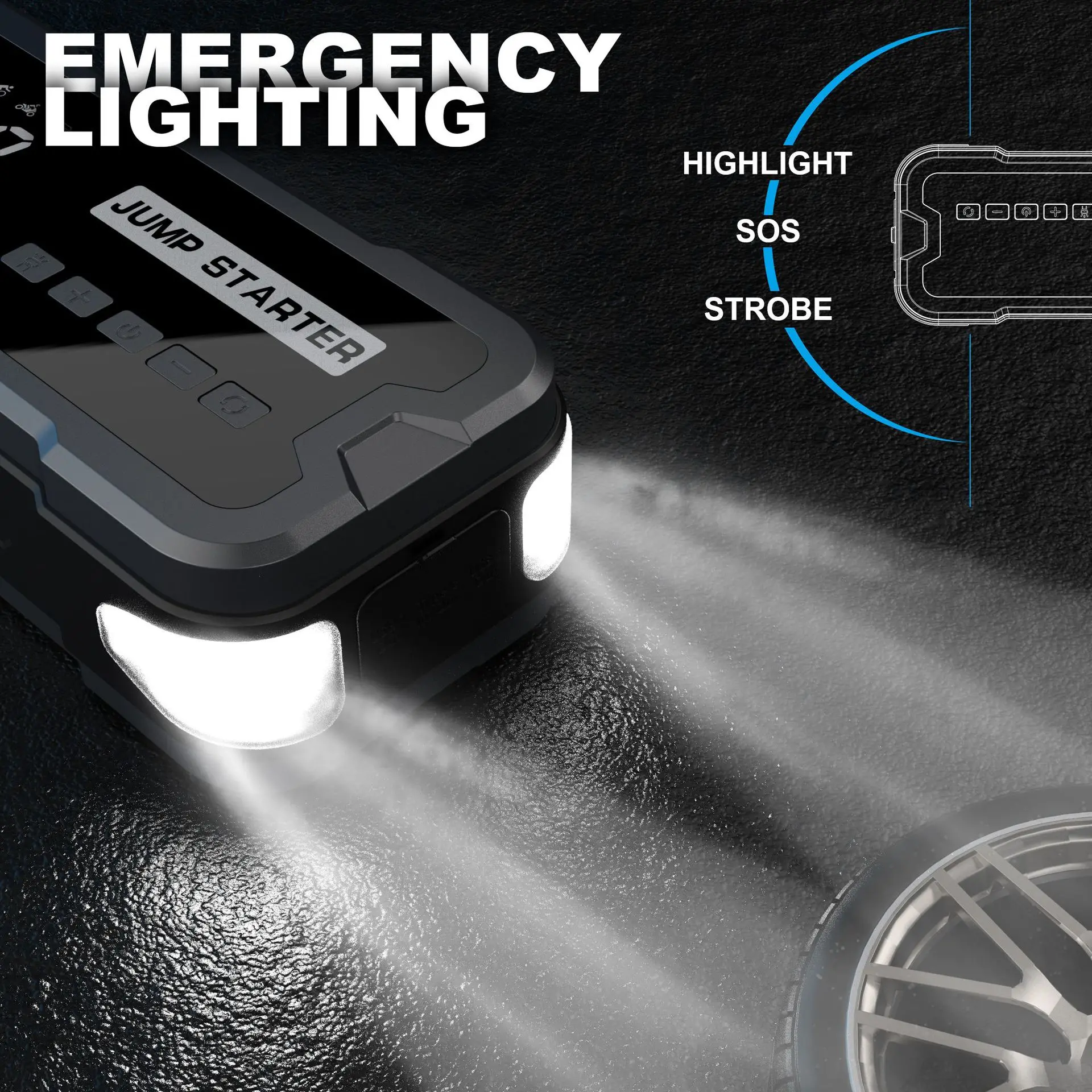 Pompe à air de démarrage pour voiture diabétique, pompe gonflable à intervalles de 4000A, compresseur d'air, boîte de cavalier, banque d'alimentation 24000mAh, chargeur de batterie, 12V