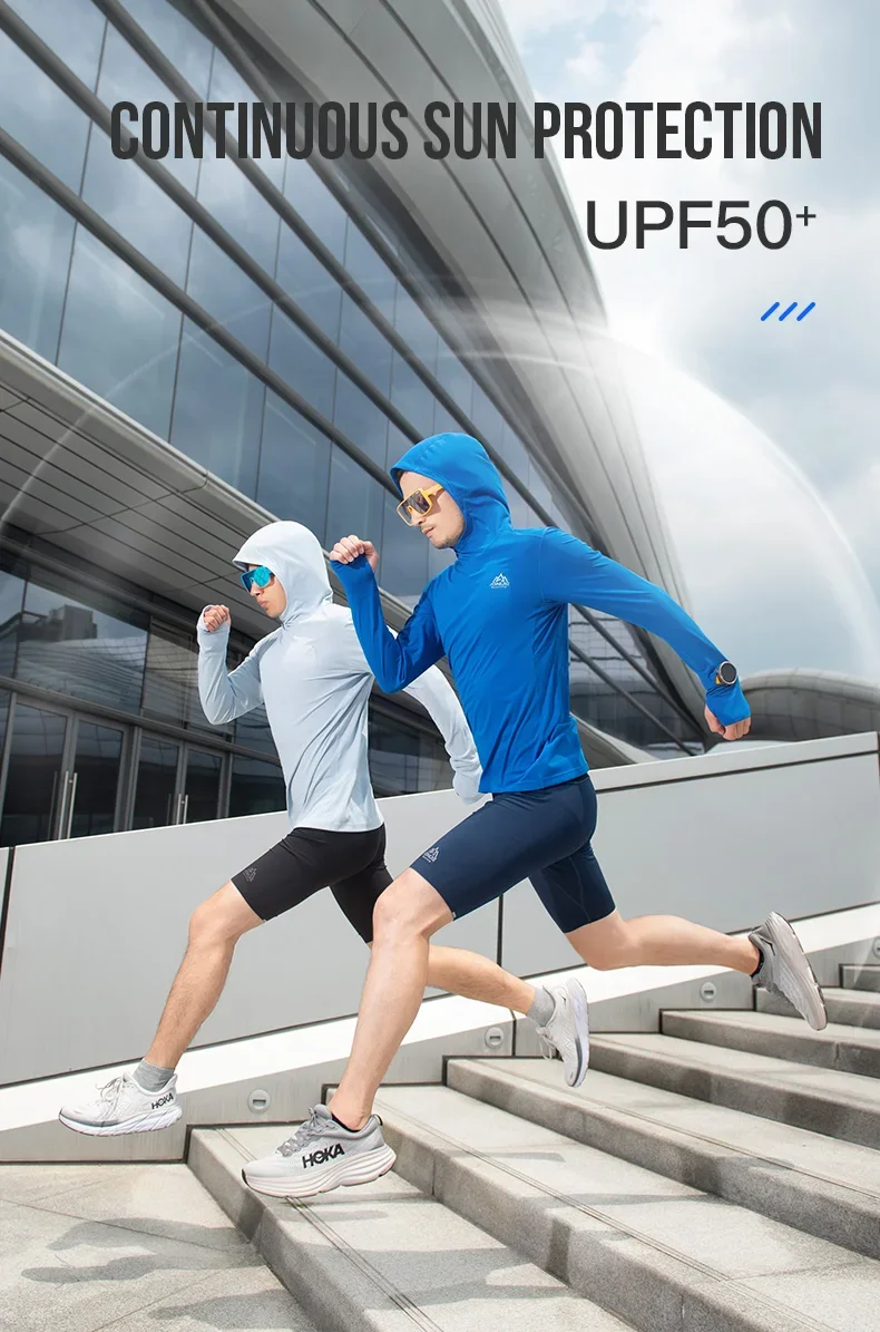 AONIJIE FM5171 Men Quick Drying Sport Long Sleeves with Hood Male Breathable Hooded Long Shirt Sun Protection Tees For Running