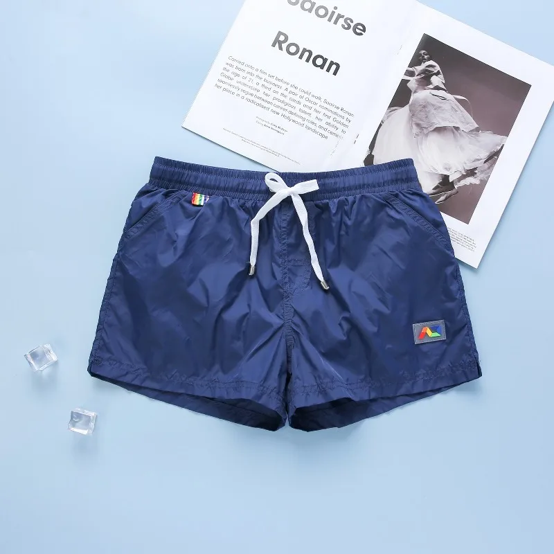 Addicted men's boxer fitness shorts running sports three-point pants beach pants men's blue swimming trunks men's AD4-M331
