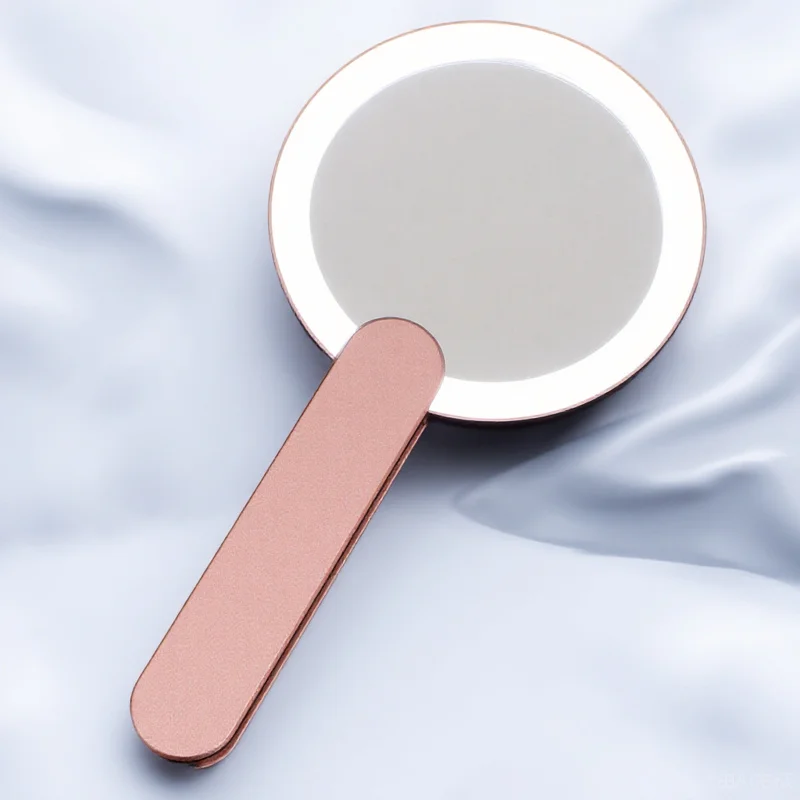 1Pcs Handheld Makeup Mirror Portable LED Mirror High Definition 360 Rotatable Exquisite Workmanship Perfect for Home