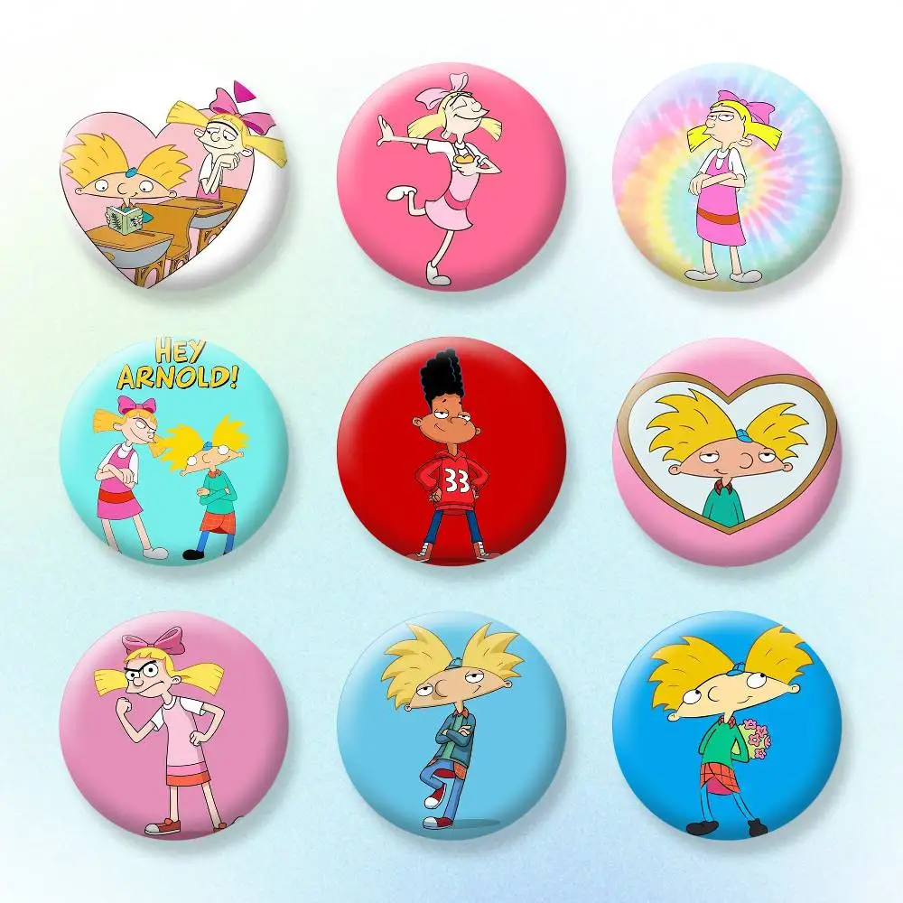 

Hey Arnold Brooches Cartoon Badge Pins Backpack Hat Accessories Friend Gift