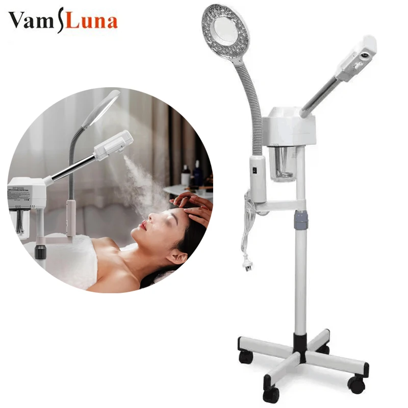 

2 in 1 Ozone Facial Steamer Professional Vaporizer LED Magnifying Lamp Warm Mist Humidifier Deep Cleaning Whitening Moisturizing