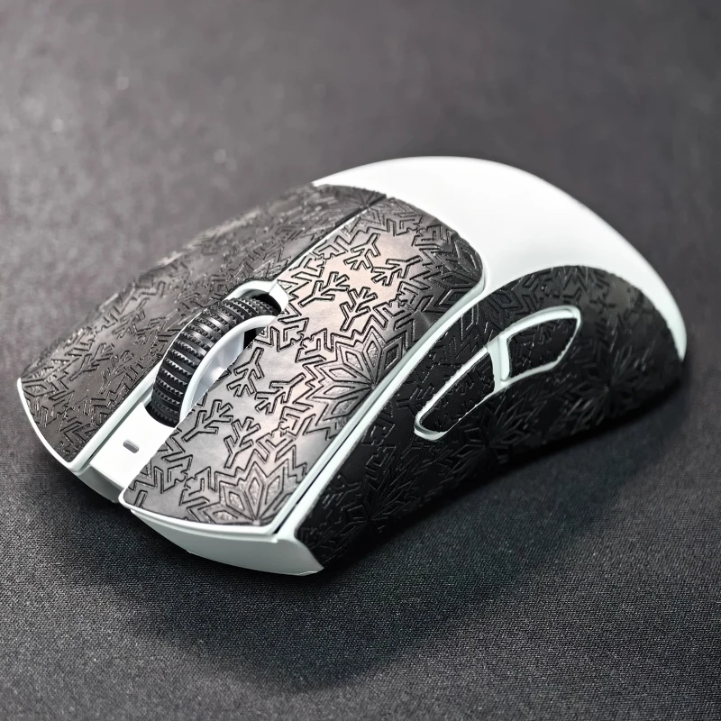 1 Set Mouse Anti Slip Grip Sticker For Razer Deathadder V4 Pro Non-Slip Anti Sweat Tape Snowflake Texture Polyurethane 0.45mm