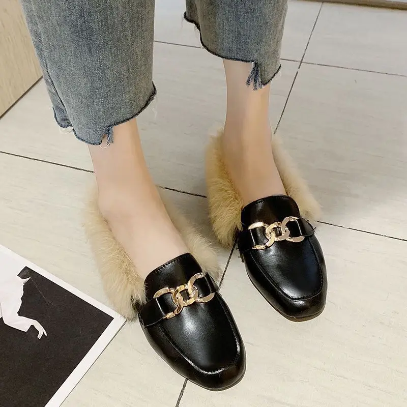 Spring Autumn Women Flat Loafers Luxury Fur Light Slip-on Casual Shoes Plush Leather Shoes British Modern Boots Botas De Mujer