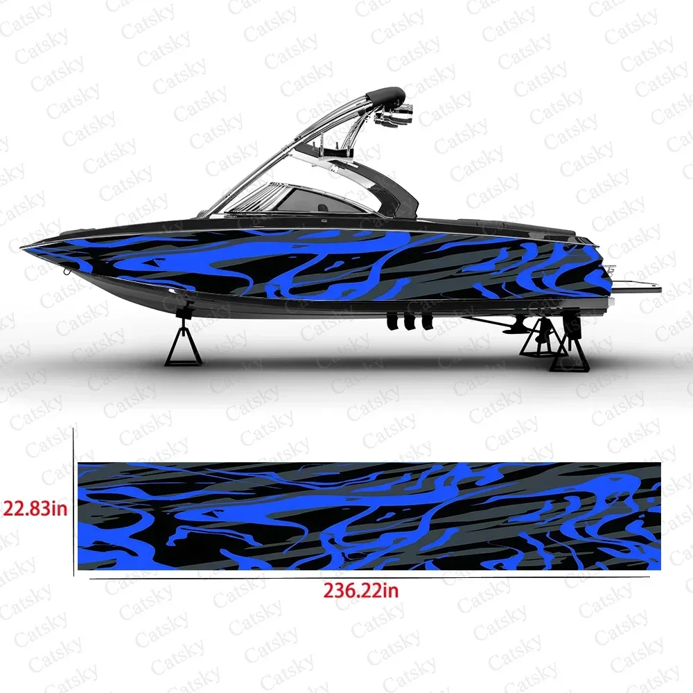 

abstract line graphics Boat Stickers Vinyl Boat Wrap for Pontoonman Console Deck Boat Fishing Platform Decal Sticker