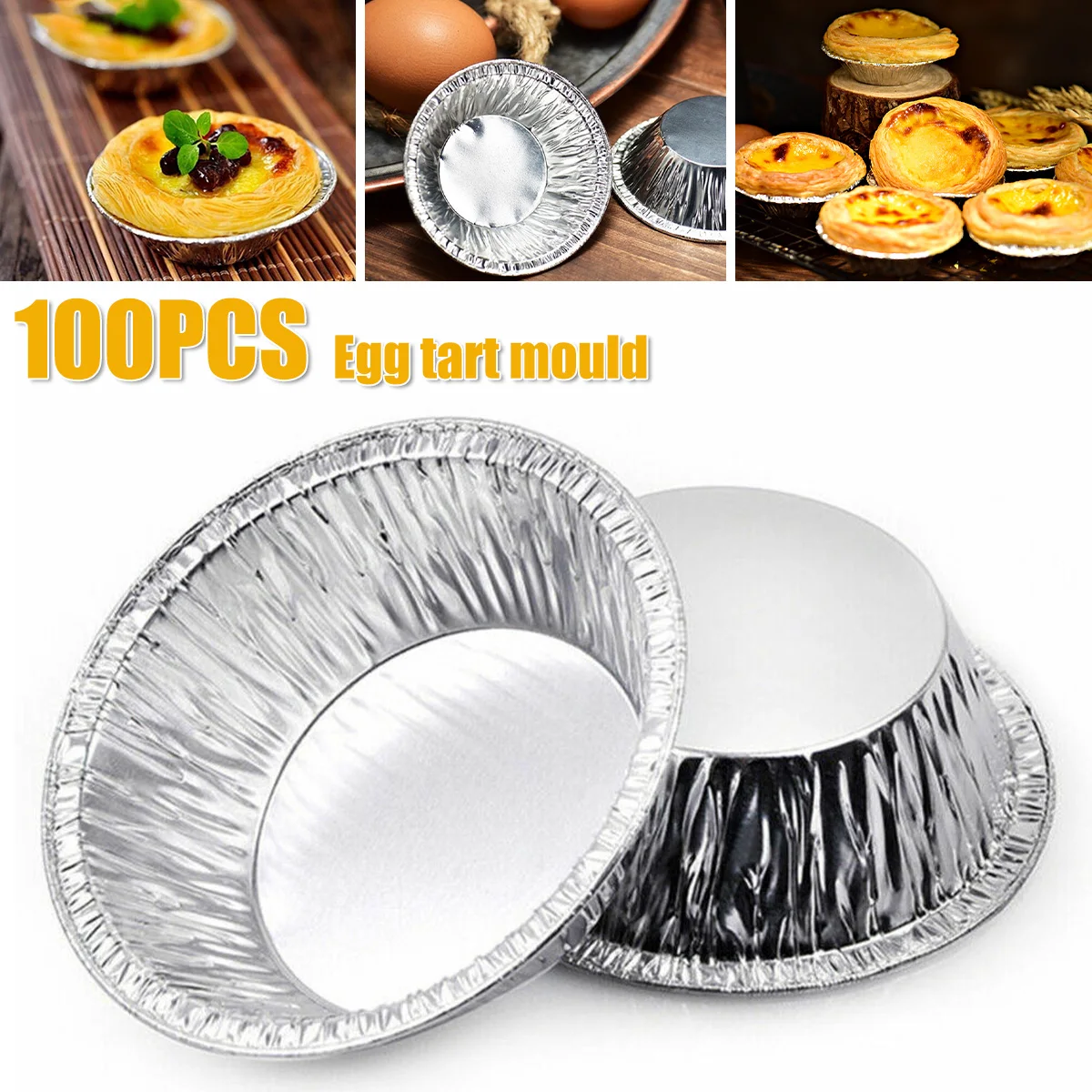 100Pcs Disposable Aluminum Foil Cups Egg Tart Mould Baking Muffin Cupcake Tin Mold Egg Tart Mould Egg Tart Shell Baking Tools
