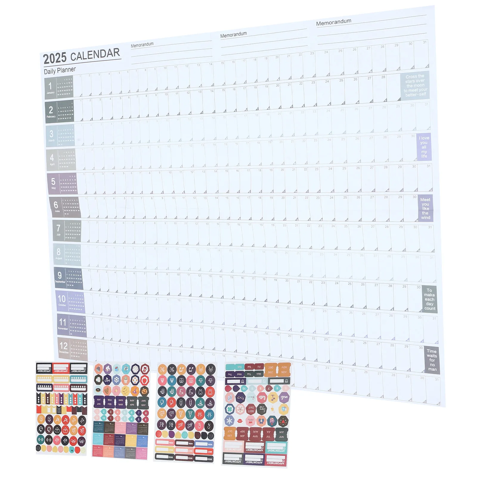 

1Set Creative Annual Planner Calendar 2025 Thick Paper Wall Hanging Yearly Schedule Organizer for Home Office Wall Calendar