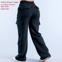 Men's Casual Pants Multiple Pockets American Style Work Pants Women Low Waist Belted Straight Leg Wide Leg Pants