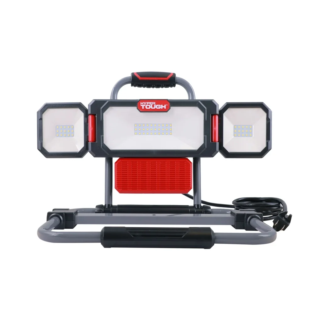 3000 Lumen Portable LED Work Light with Adjustable Two-Side Panels 120V Grounded Outlets Durable Construction Workshops and Job
