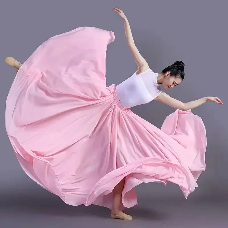 720 Degree Large Swing Double Layer Chiffon Vacation Beach Skirt Dance Dress Classical Dance Performance Dress Xinjiang Dance