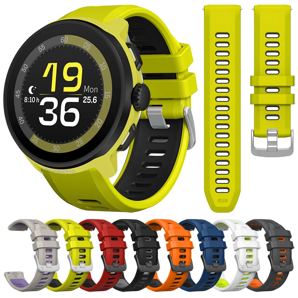Bracelet de montre en Silicone bicolore 22mm pour Suunto Run/RACE S/Ocean/Bracelet de Sport Vertical pour Bracelet Suunto 5 9 Peak Pro