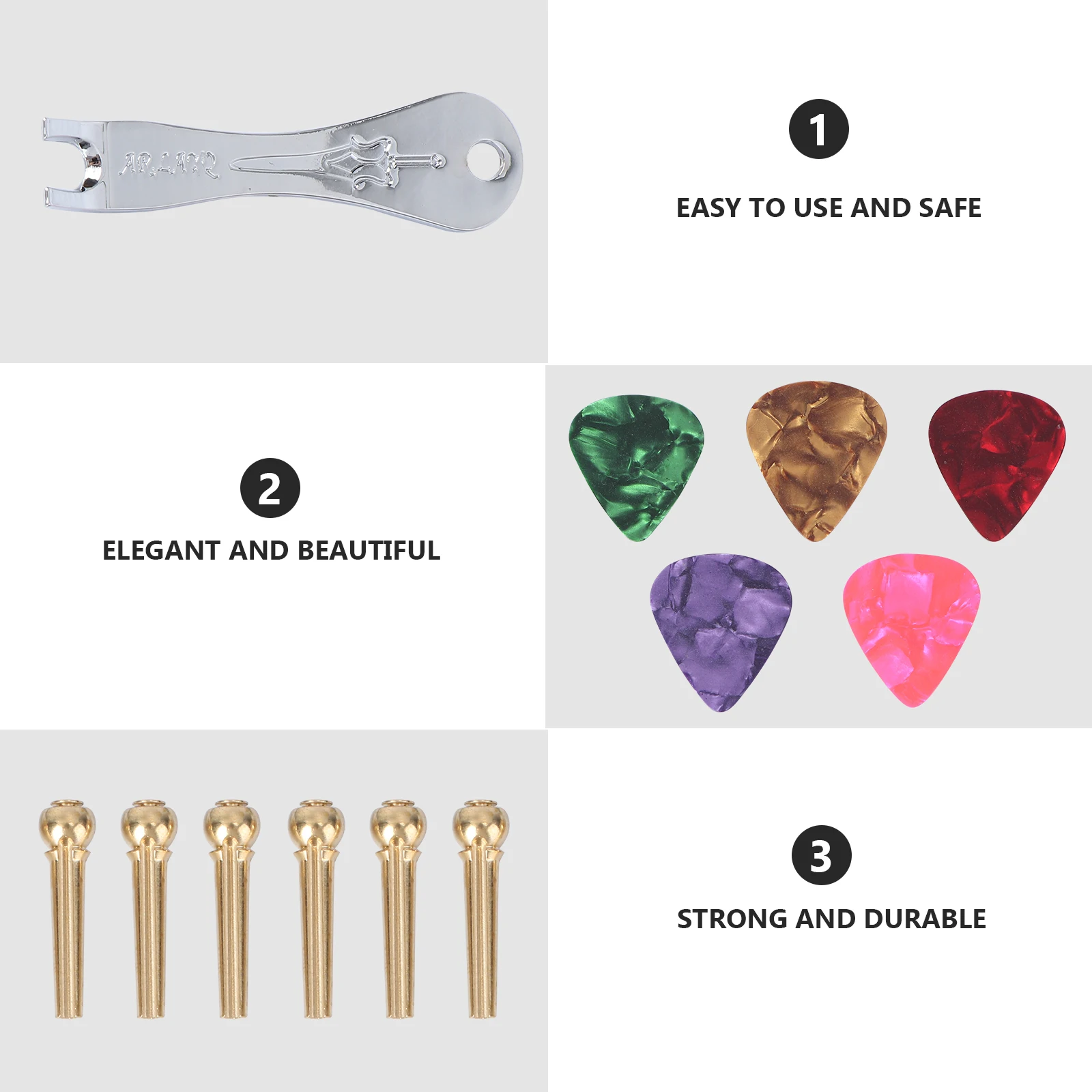 

Pick Guitar Bridge Pin and Remover Repair Endpin Tool Daisy Picks Accessories Alloy String Replacement Kit