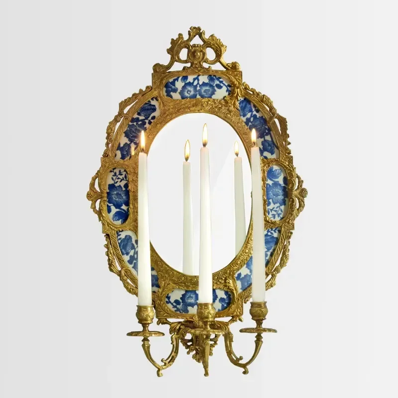 Wholesale High Quality 3 Arms Brass Mirror Candelabra Candlestick for Home Decor Hotel Villa