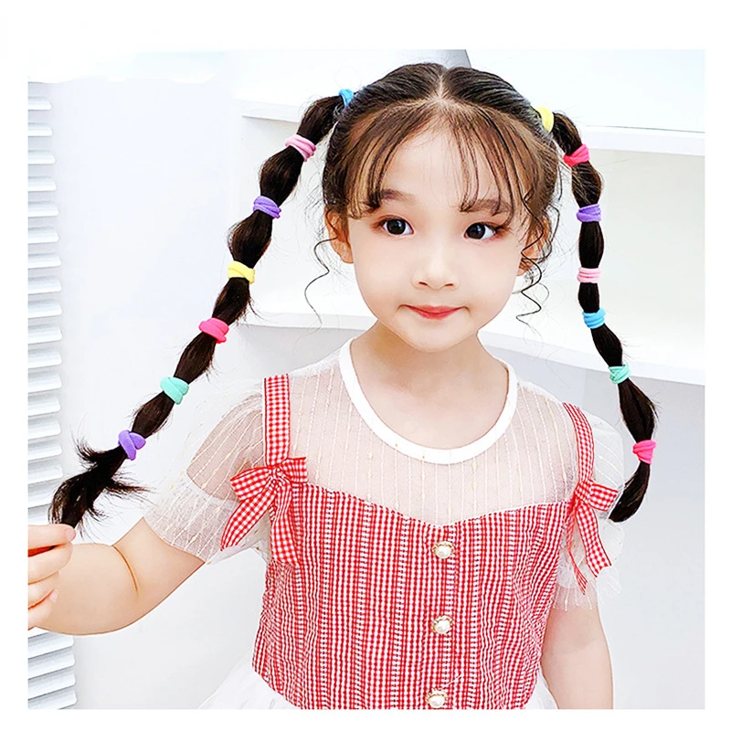 100Pcs Hairband Mixed Color Small Elastic Rubber Bands Hair Accessories For Woman Girls Kids Ponytail Holder Scrunchies Gifts